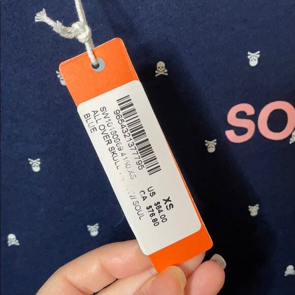 Soulcycle x Sundry Soul skull navy tank top Xs NWT - Picture 5 of 6